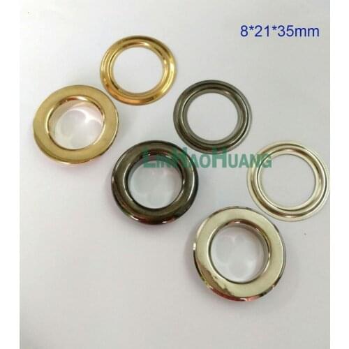 Wholesale 50sets/lot No Sew metal brass eyelets with washer 21mm*35mm Big round metal grommets 3color free shipping 2017062202
