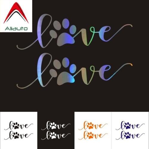 Aliauto Personality Creative Car Stickers Love Dog Footprints Motorcycles Reflective Sunscreen Decal Decoration,12cm*3cm
