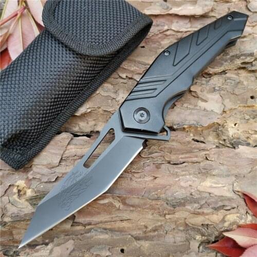 Outdoor Tactical Camping Hunting Survival Pocket Quick Folding Knife Chain Knives Utility Tools Aluminum Handle Blade