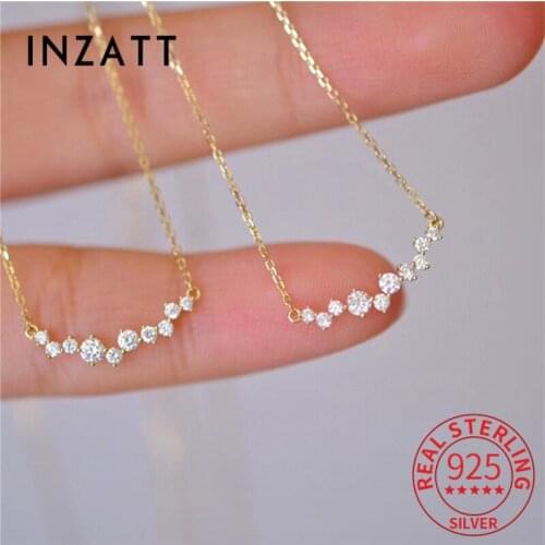 INZATT Real 925 Sterling Silver Zircon Round Pendant Necklace For Women Minimalist Fine Jewelry Punk Accessories Drop shipping