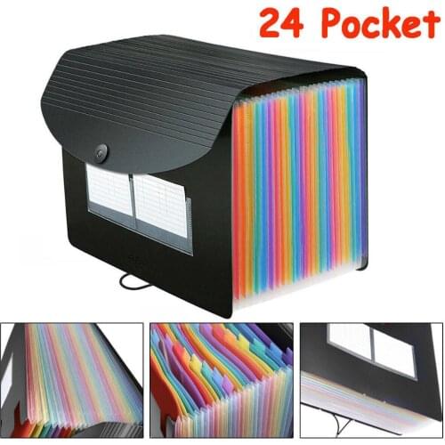 24 Pockets Expanding File Folder A4 Office Organizer Portable Business File Box School Office Supplies Document Holder