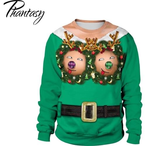 Phantasy 2020 Christmas Ugly Sweatshirt Women Christmas Cosplay Costumes Spoofs Bare-Chested Good Quality Sweatshirts