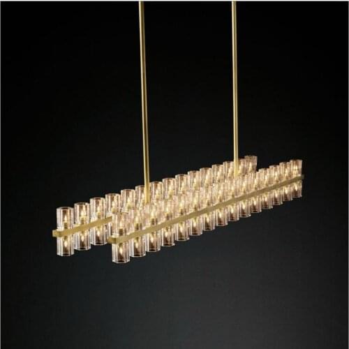 All copper American minimalist villa hotel designer soft post-modern round living room luxury RH crystal chandelier led