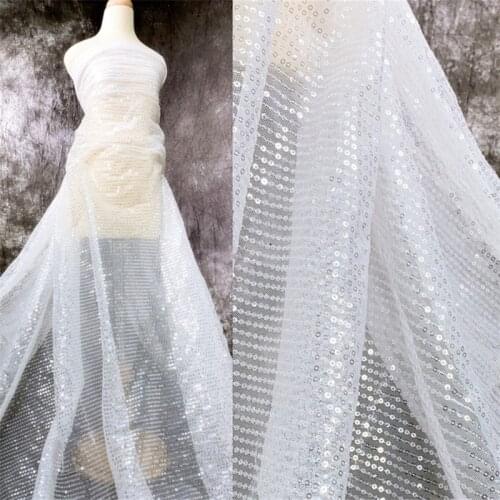 Semitransparent Sequin Mesh Lace Fabric DIY Wedding Dress Background Decoration Sewing Accessories