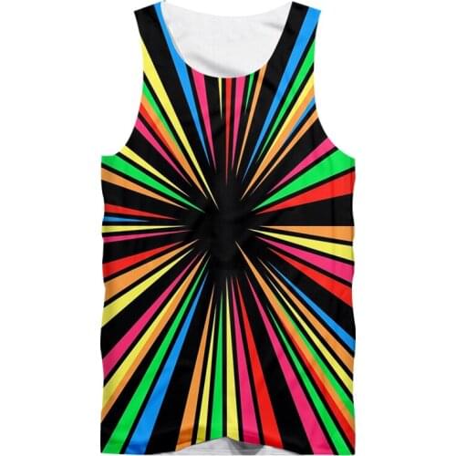 IFPD EU Size Vest Homme Fashion 3D Sleeveless Shirt Printing Colored Radial Lines Funny Plus Size Costuming Unisex Tank Tops