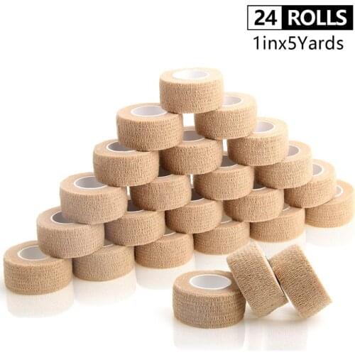 24 Rolls Self Adhesive Bandage Sport Tape Cohesive Bandage Pain Care Waterproof Non Woven Exercise Sports Tape Finger Wrap Tape