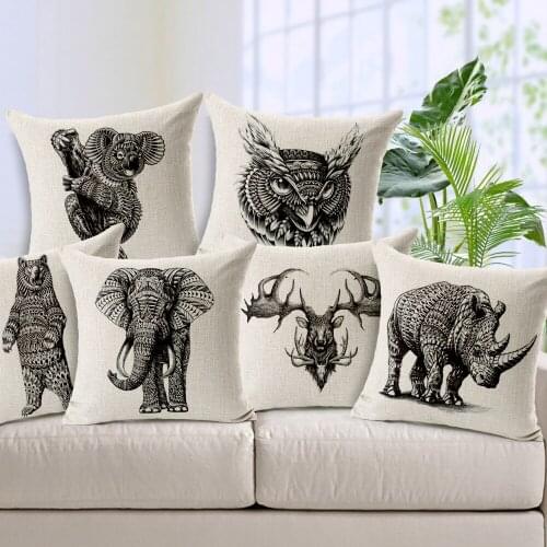 Elephant pillow cover, creative cartoon animal Koala Rhino deer bear owl throw pillow case pillowcase wholesale