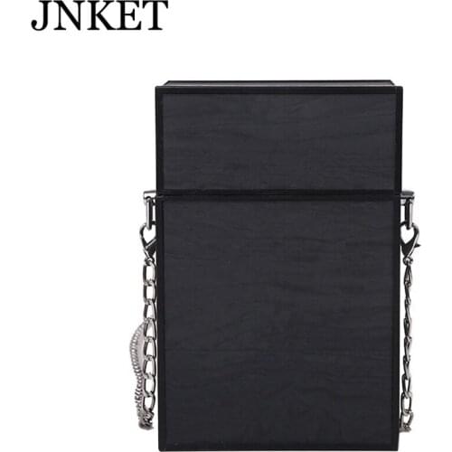 JNKET New Wood Grain Retro Box Bag Womens Single Shoulder Bag Chain Crossbody Small Square Bag