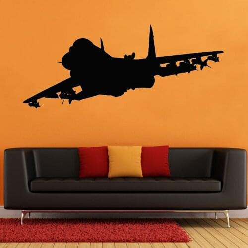 Jet Airplane Wall Sticker Aircraft Air Military Plane Vinyl Decal Home Garage Room Interior Decoration