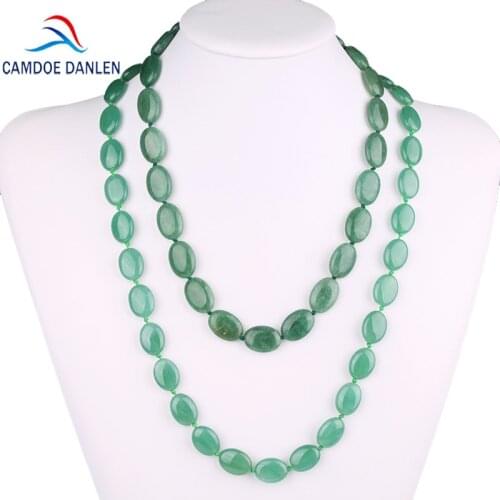 CAMDOE DANLEN 2017 Twenty Style Fashion Aventurine Tiger Eye Oval Bead Classic Stone Maxi Women 45CM 60CM Long Choker Necklace