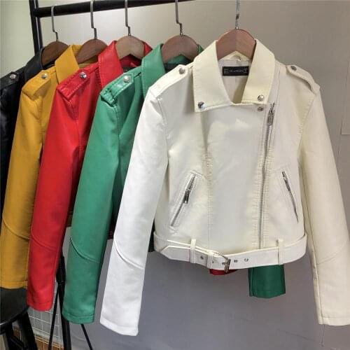 2020 New Spring Autumn Women Faux Soft Leather Jacket Female Short Coat Pu Motorcycle Zipper Punk Leather Jacket Outerwear