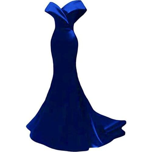 Royal Blue Mermaid Prom Dresses For Women Girls Simple Satin Long Evening Gowns Back Lace Up Plus Size Special Occasion Dress