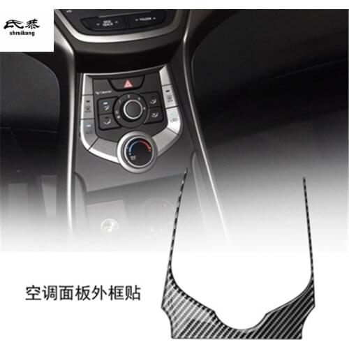 1PC Epoxy Glue Carbon Fiber Grain Air-conditioning Control Adjust Panel Decoration Cover for Hyundai Elantra Avante 2012 - 2015