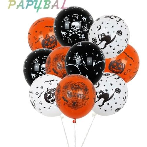 10pcs 12inch Halloween Pumpkin Ghost Spider Balloon Latex Happy Halloween Decoration Kids Air Baloons Birthday Party Supplies