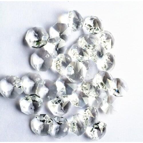 14mm 2000pcs Clear Crystal octagon beads in 2 holes, crystal wedding decoration, crystal chandelier accessories