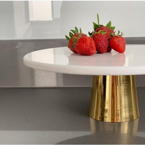 15 cm high marble plate gold handle stand cake plate fruit plate presentation stand kitchen