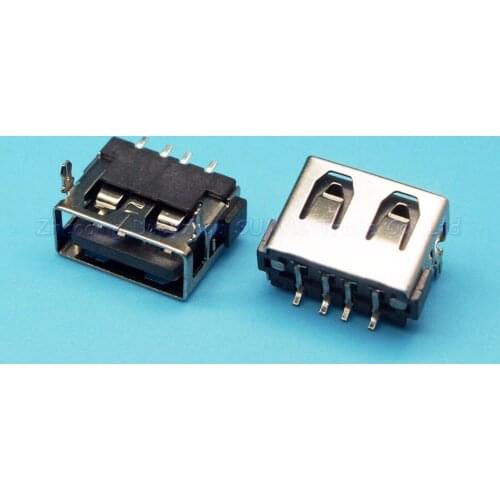 25pcs USB-A female socket 2.0 usb connector AF 10.0 Short body 2 Harpoon feet