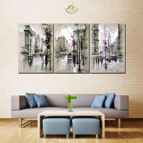 3 Pieces/set HD Printed Vintage City View Landscape Group Painting Room Decoration for Living Room Wall Pictures artwork
