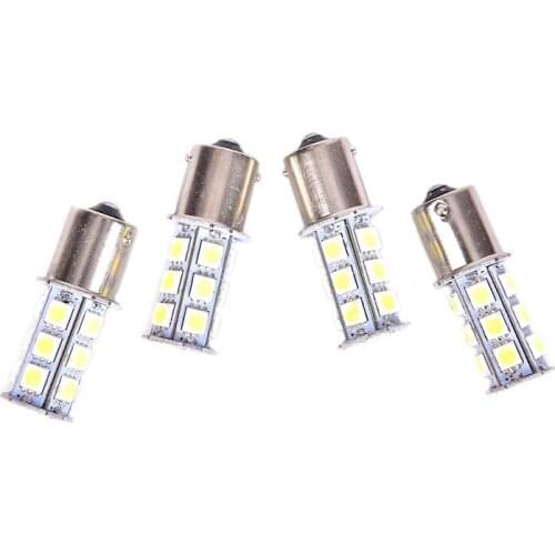 4pcs Signal Side Light Bulb 12V 15mm X 50mm White 1156 P21W BA15S R10W 18 LED 5050 SMD Tail Brake