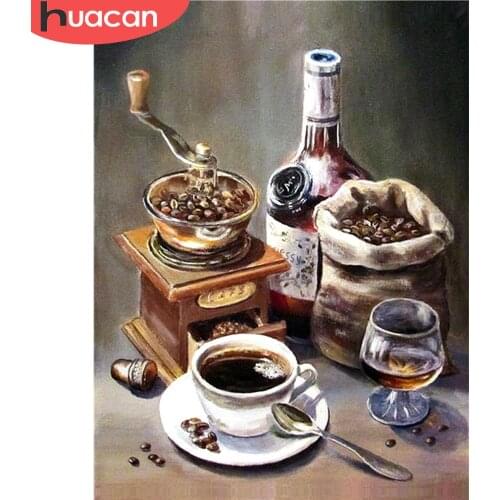 HUACAN 5d Diamond Painting Coffee DIY Diamond Embroidery Cross Stitch Landscape Mosaic Pictures Wall Art Decor For Home