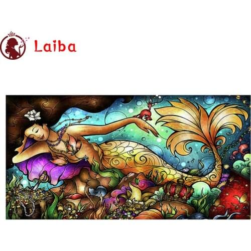 Diamond Mosaic Colorful cartoon mermaid Picture Of Rhinestone Diamond Painting Cross Stitch Embroidery Needlework Wall Art