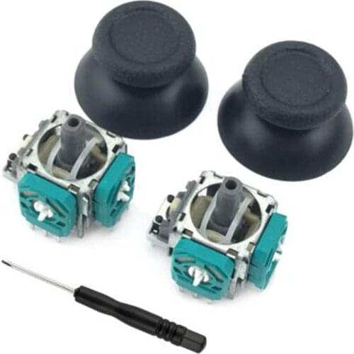 2PCS Right / Left Joystick 3D Analog Potentiometers Joystick Thumb 2PCS Grip with Cap 1PCS Screwdriver for PS4 Slim Pro XBOX