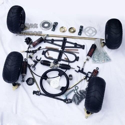 DIY Four Wheel GO KART KARTING ATV UTV Buggy Brake Disc Rotor Sprocket 74CM Rear Axle With 6 Inch Wheel Tires