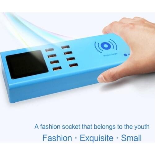 SS-309WD Wireless Charger 8 USB Ports Charger 5V 1A Digital Display Charging Port for Phone Pad Sam sung Hua wei Xiao mi Etc