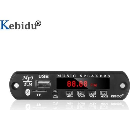 KEBIDU Bluetooth Mp3 Player Decoder Board Support USB TF AUX FM Radio 5V 12V MP3 WMA Audio Module With Remote For Car Speaker