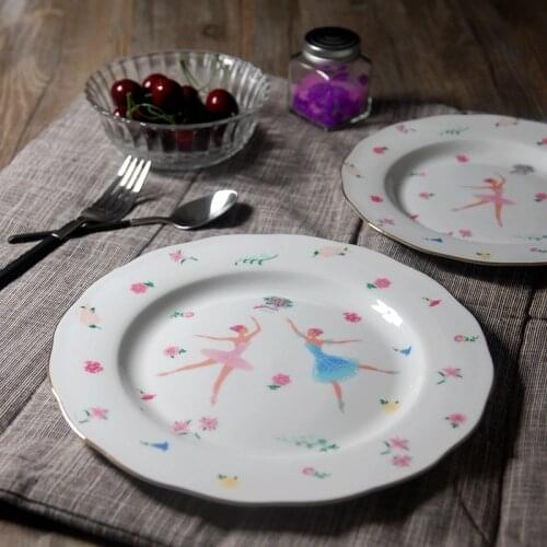 British bone china steak plate Western plate 8 inch 10 inch ballet