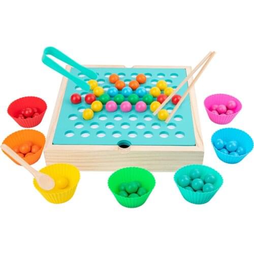 Children Wooden Toys Memory Chess Clip Beads Game Color Cognition Baby Early Educational Toys Kids Gift Parent-child Interactive