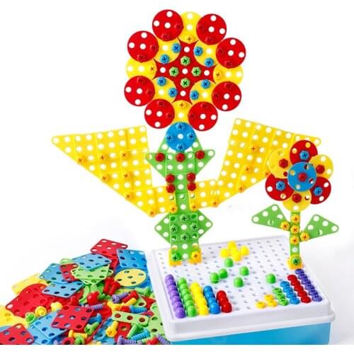 Kids Early Learning Educational Toy Jigsaw Puzzle Building Blocks Three-dimensional Block Electric Drill Screw Gift Boy Girl