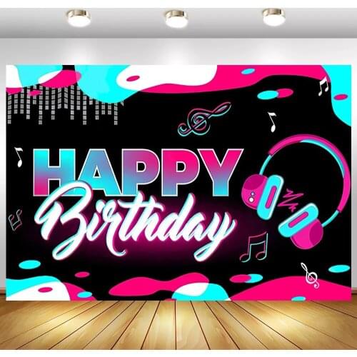 Dynamic Music Headset Musical Note Backdrop Girl Birthday Party Decoration Kid Room Newborn Custom Background Photography Photos