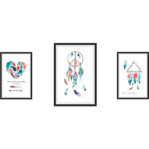 Photo frame plumage wall stickers original creative living room wall art bedroom home decorations wall decals poster