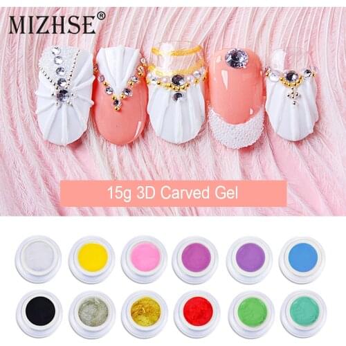MIZHSE 12 Colors 3D Painting Nail Gel Polish UV Carved Gel Varnish DIY Nail Art Gel Soak off 3D Emboss UV Drawing Gel For Nails