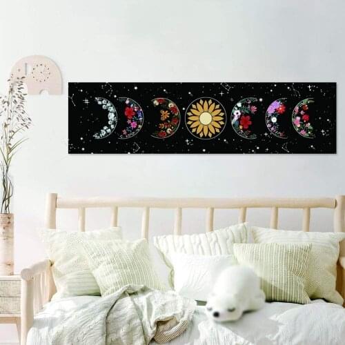 Black and White Moon Sun Wall Hanging Tapestry Moon Floral Throw Blanket Home Decor Wall Hanging Bohemian Wall Tapestries