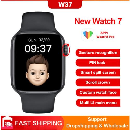 New Smart Watch 2021 IWO W37 Series 7 Bluetooth Call 1.75 Inch Split Screen Password Lock Sports Smartwatch ECG for Android IOS