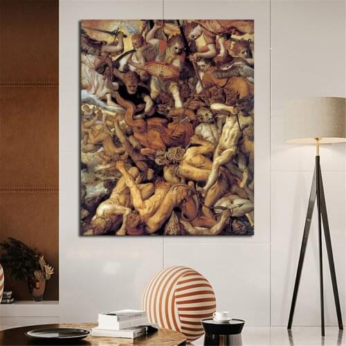 Fall of the Rebellious Angels Canvas Modern Painting Oil Print Poster Wall Art Picture For Living Room Home