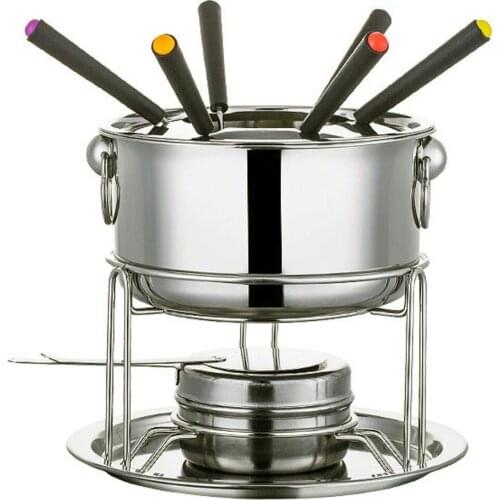7PCS Chocolate Cheese Hot Pot Melting Pot Stainless Steel Fondue Make With Hot Pot Fork For Kitchen Tableware Tools