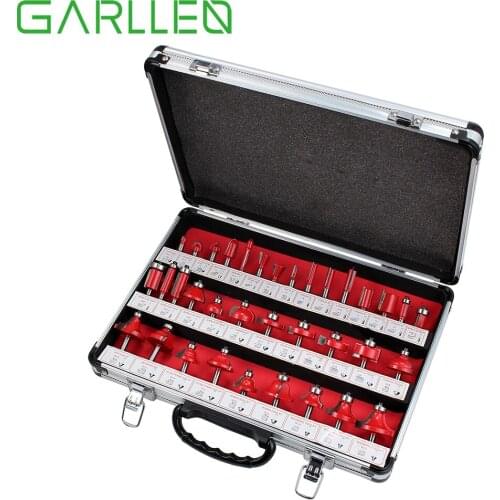 GARLLEN 35pcs Router Bits Set Tungsten Carbide Tipped 1/4" Shank Alloy Case for Cutting Shaping Chipboard MDF Hardwood