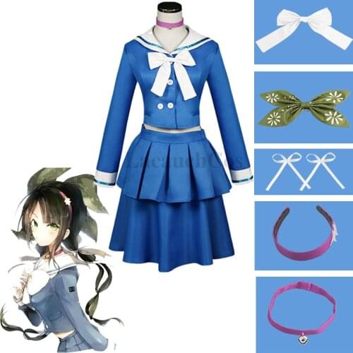 Cosplay Costume Dress JK Sailor Suit Anime Danganronpa V3: Killing Harmony Chabashira Tenko Cosplay Blue School Uniform Outfit