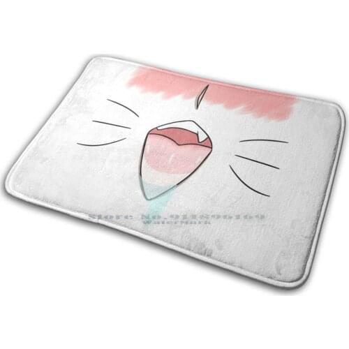 Mat Rug Carpet Anti-Slip Bedroom Entrance Door Mat Anime Neko Cat Drooling Nsfw Hentai Fang Whiskers