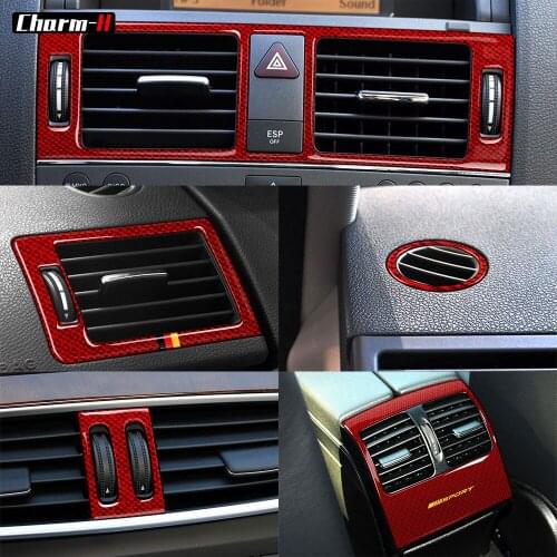 Red Carbon Fiber Air Conditioner Vent Panel Trim For Mercedes Benz W204 2007-13