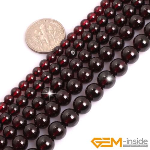 AAA Grade Natural Stone Dark Red Garnet Round Beads For Jewelry Making Strand 15" DIY Bracelet Necklace Jewely Loose Beads