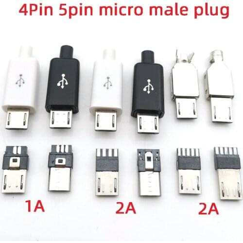 Micro USB 4/ 5PIN Welding Type Male Plug Connectors Charger 5P USB Charging Socket 4 in 1 Data OTG Line Interface DIY Data Cbale