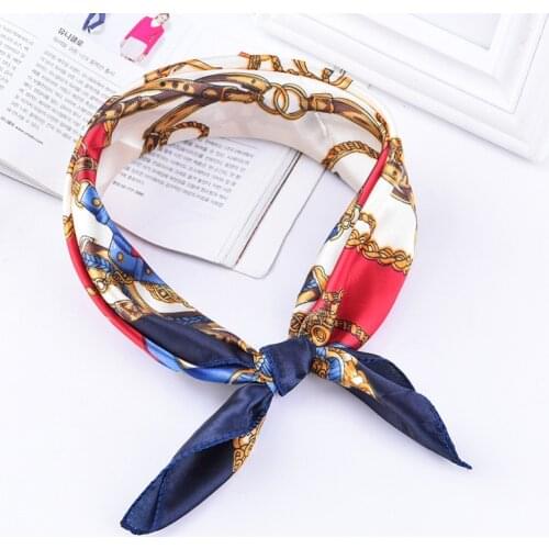 Fashion etiquette 50*50cm High Quality Scarf Women Small Soft Squares Decorative Head Scarf Stripe Print Kerchief Neck Wrap