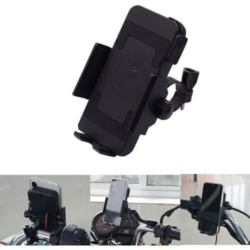 Motorcycle QI Mobile Phone Bracket Wireless Charging Waterproof Shockproof Riding Fixed Bracket With Two Mounting Brackets