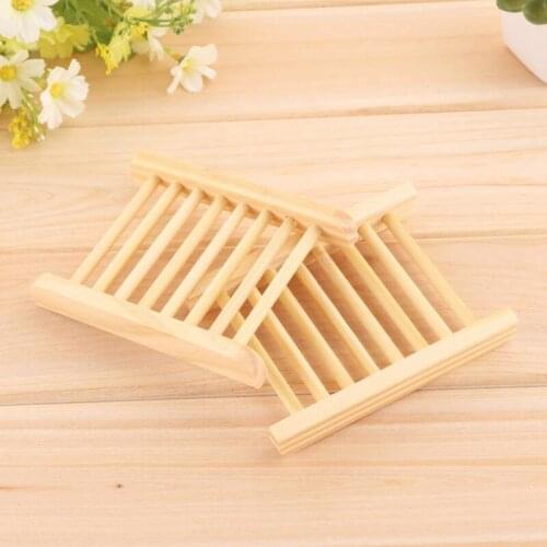 Soap Dishes Natural Wooden Soap Tray Holder Bath Soap Rack Plate Container Shower Bathroom Accessories LX8179