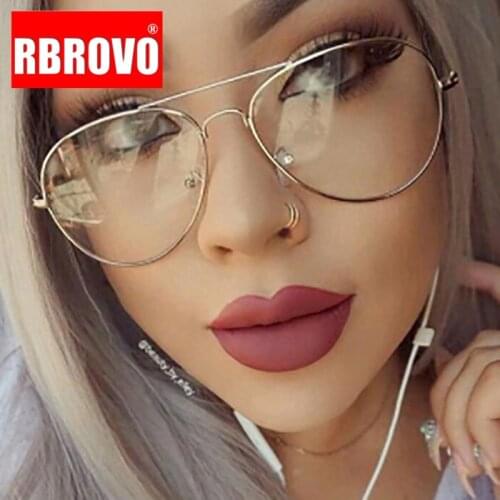 RBROVO 2021 Oversized Glasses Frame Women Retro Glasses Women Retro Eyeglasses Metal Anti-blue Light Lentes De Lectura Hombre