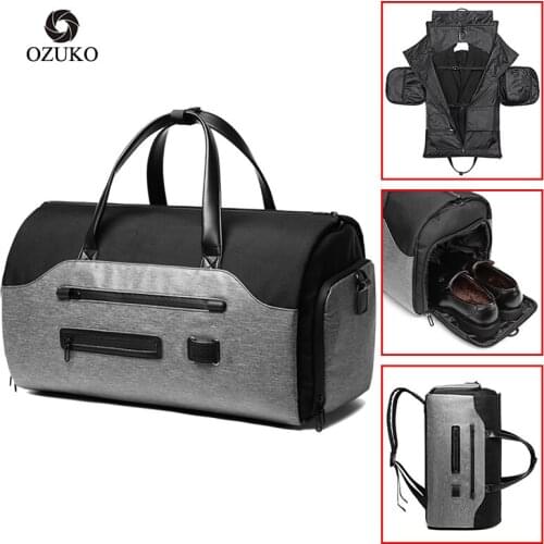 OZUKO Brand Men Suit Storage Duffel Travel Bag Large Capacity Luggage Handbag Male Waterproof Multifunction Shoe Pocket New 2020